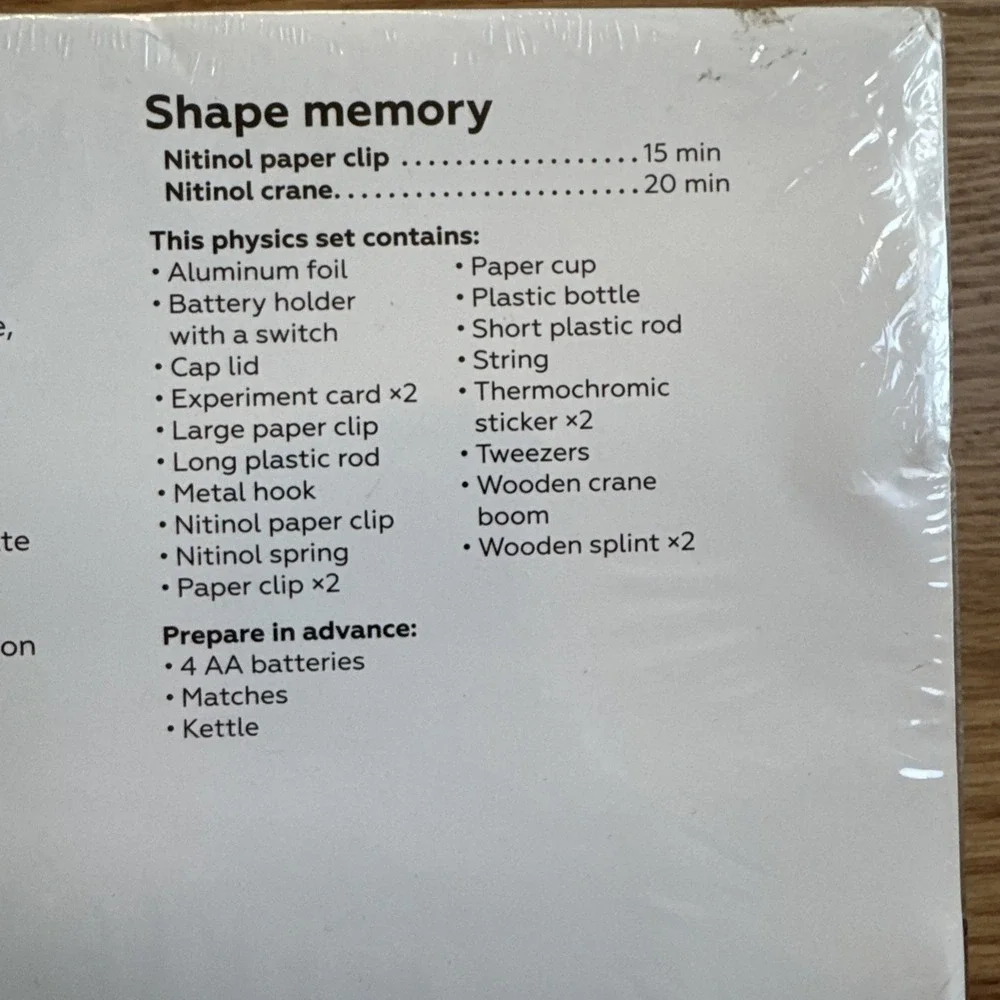 MEL Physics Shape Memory 2-Experiment Kit Age 8+ Homeschool MEL Science STEM NEW